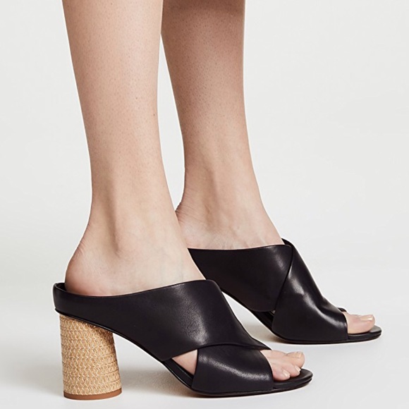 Milo Chic Crisscross Peep Toe Espadrille Heel Mule - Picture 2 of 5